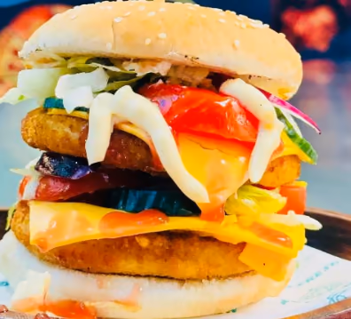Triple chicken burger